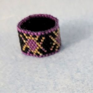 Beaded peyote band ring